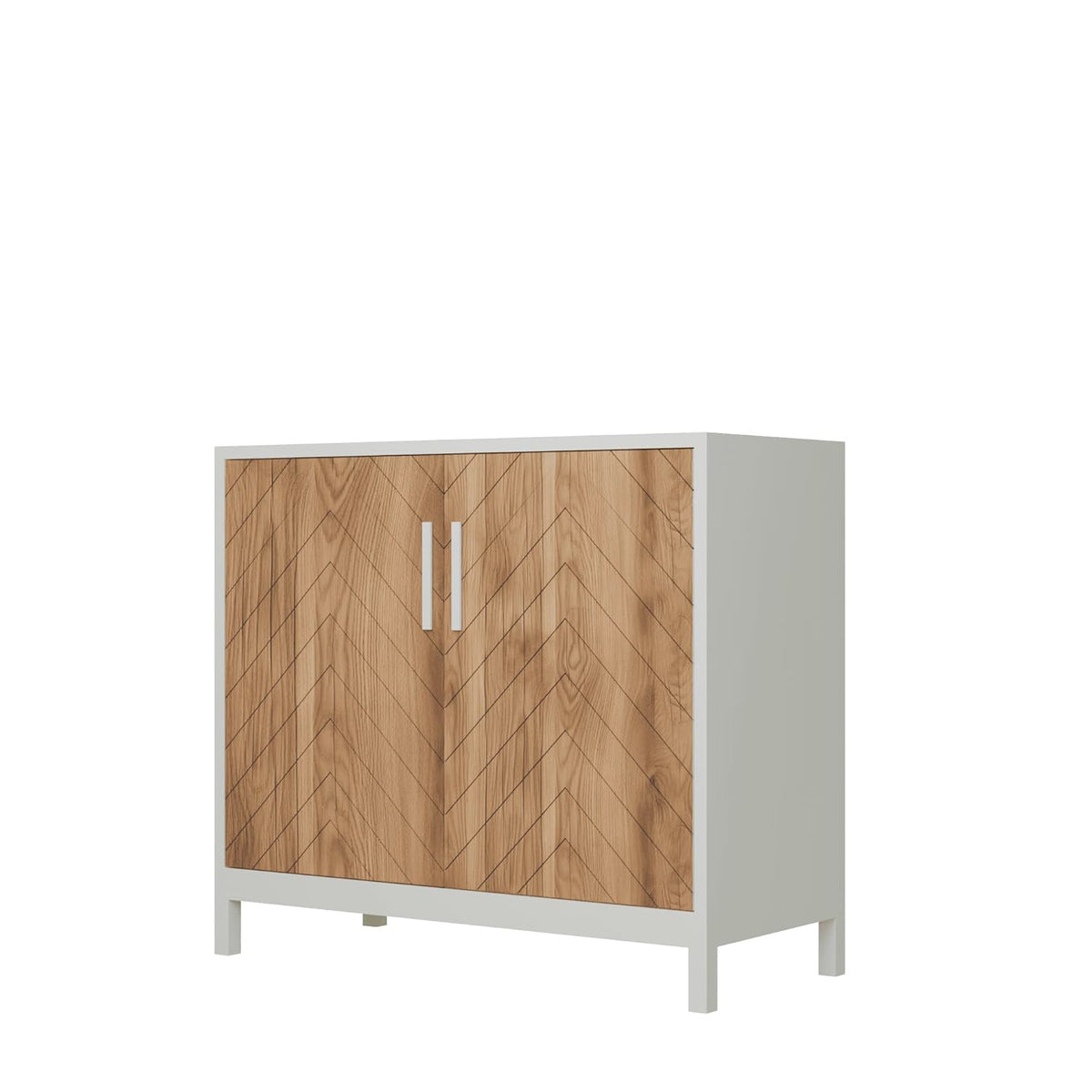 Klaxon Modern Shoe Cabinet with Cane Doors | Stylish Wooden Shoe Rack Organizer with Multiple Storage Shelves for Home Entryway (Oak & White, Shoe Rack - 05)