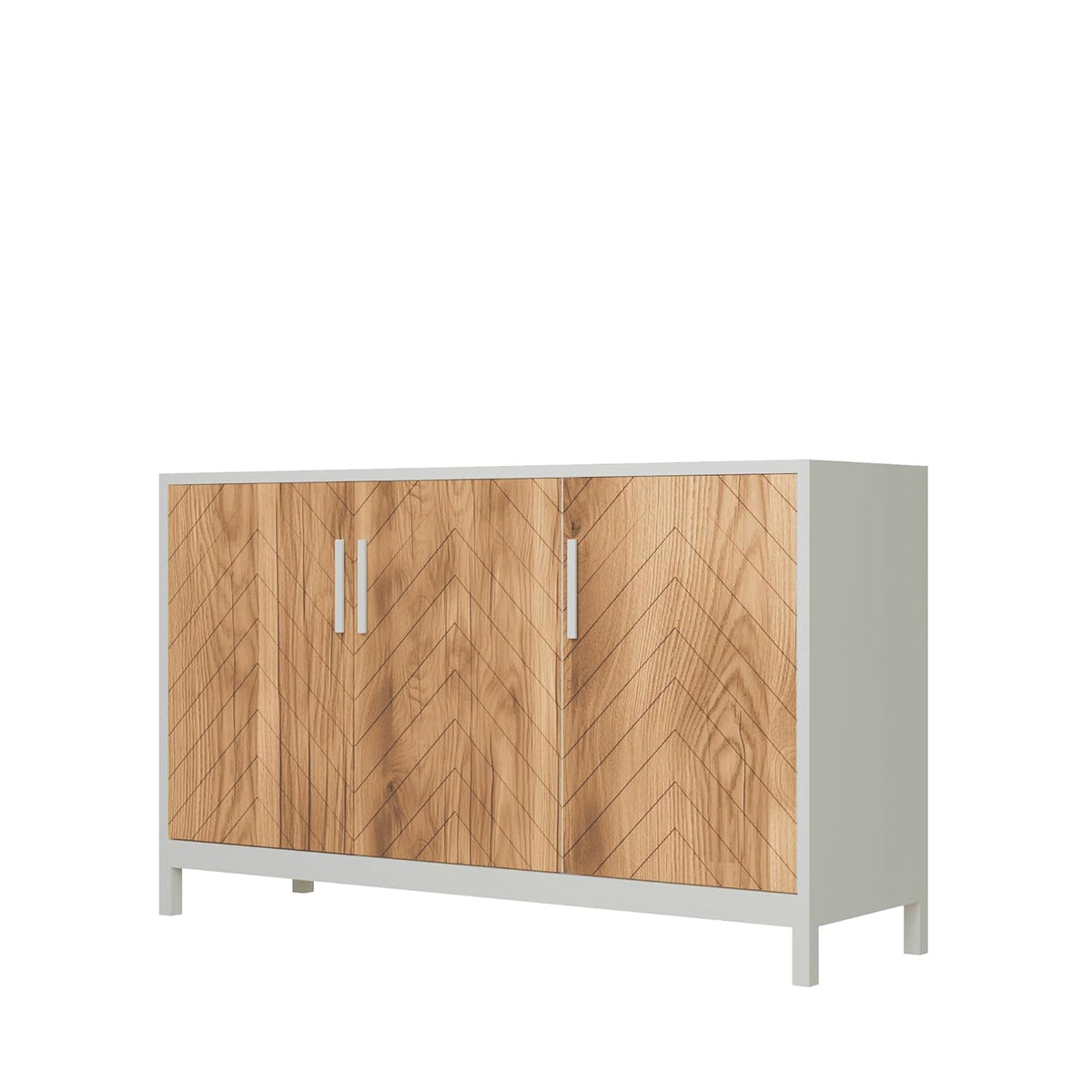 KLAXON Cane-Door Shoe Cabinet – Oak & White