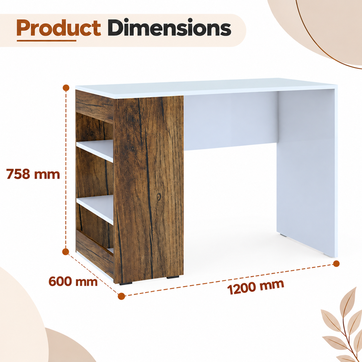KLAXON Study Table for Home & Office | Modern White &  Forest Dark  Computer Desk with Bookshelf & Storage Shelves | Engineered Wood Writing Table, Laptop Desk & Workstation for Students and Professionals