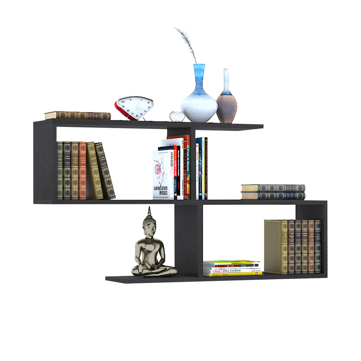 KLAXON S-Shaped Bookshelf & Display Unit – Brown