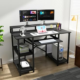 KLAXON 120 cm computer table with keyboard tray and monitor stand