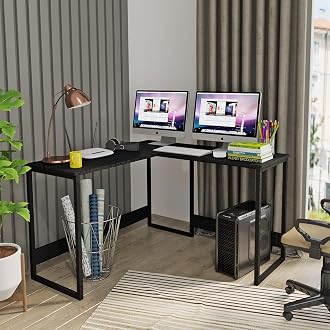 KLAXON L-shaped study and computer table black
