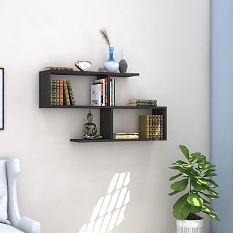 KLAXON S shaped bookshelf brown