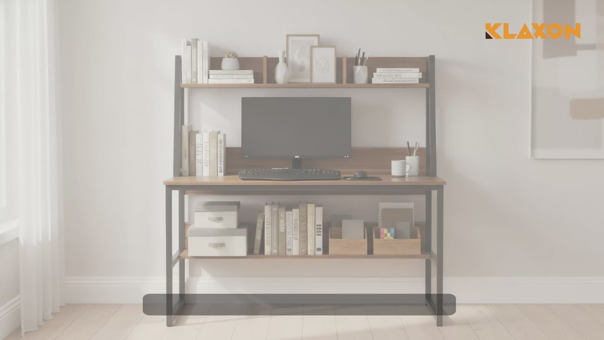 Klaxon L Shaped Study Table for Students and Adults/Computer Table for Home-Office/Gaming Table/computer desk for corner - Wood & Metal (TBS tower  White, DIY Installation)